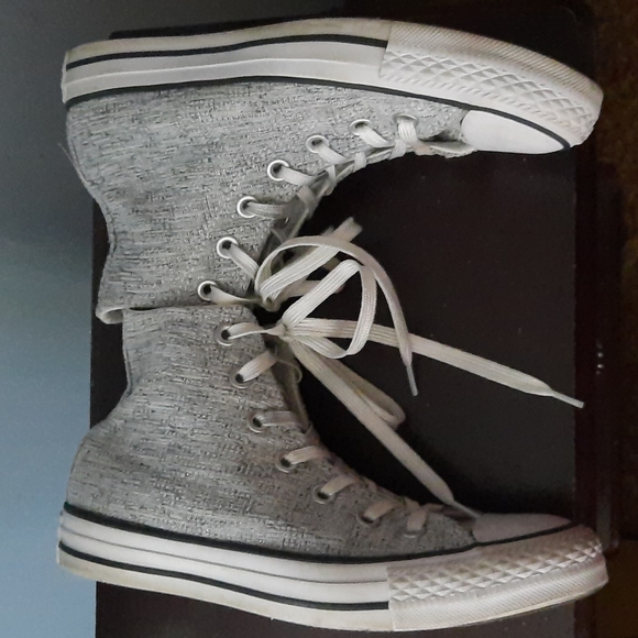 Converse Chuck Taylor All Star Grey & Glitter Fabric High Top Sneakers Size 6.5 - Picture 4 of 15